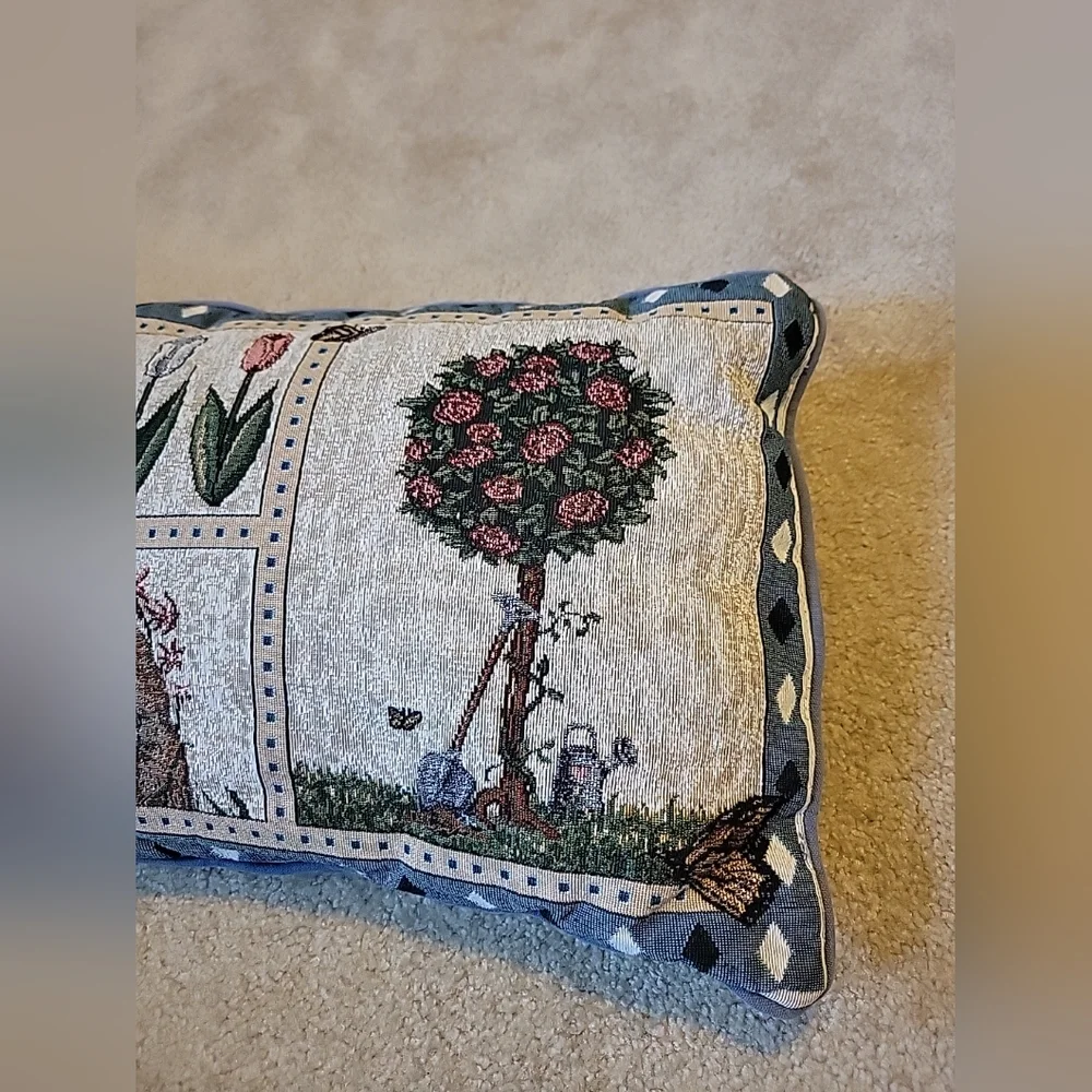 1 Tapestry Pillows Rabbit Flowers Butterflies Easter Spring Cushion 16